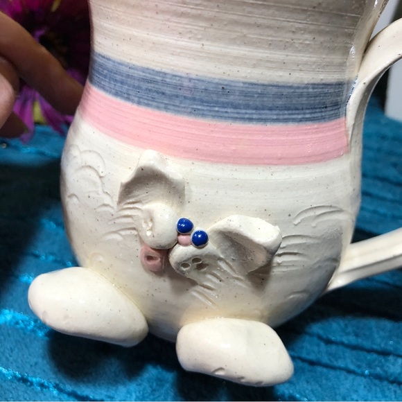 🆕 Francine Zajac Handmade Studio Pottery Art 3D Whimsical Cat & Mouse Clay Mug - Picture 9 of 14